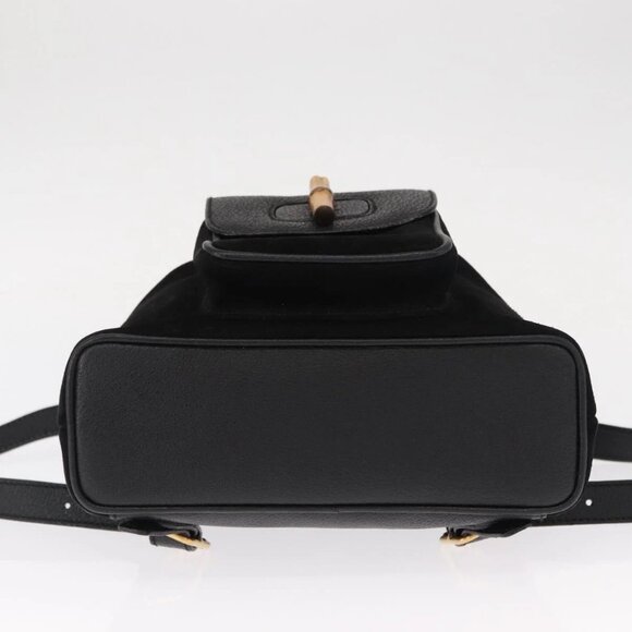 GUCCI Bamboo Backpack Suede Black Gold 003 1956 0030 Auth 155694 main image 12